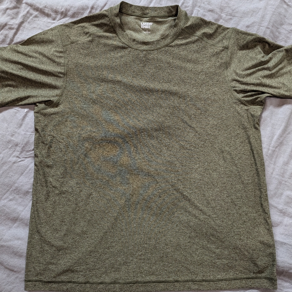 Lands End Men’s Size Large Hunter Green Swim T-Shirt Rash Guard